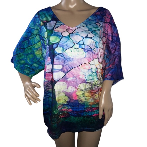 3XL WATER COLOR TIE DYE SHORT SLEEVE TOP - Picture 7 of 7